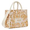 Versace Barocco Athena Съемный регулируемый плечевой ремень Сумка-тоут из рафии с узором Barocco Покупательская сумка-тоут Женская маленькая сумка-тоут 1011564-1A11311-2W11V