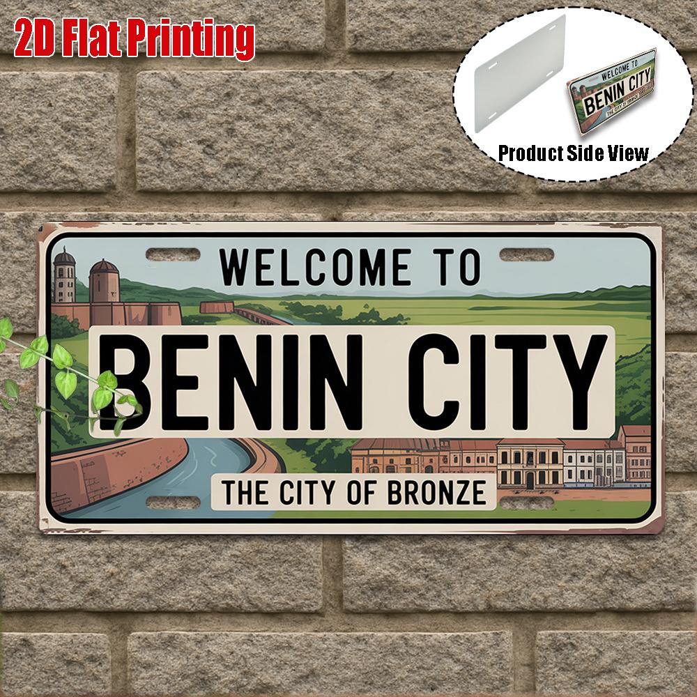 D Flat A Vintage Aluminum Sign for Decorative Purposes Only Suitable for Outdoor Plaques And Wall Decor Welcome to Benin