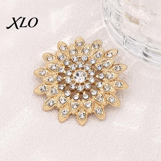 Backpack Decoration Pin Sparkling Rhinestone Sunflower Brooch, Golden Plated Floral Lapel Women Flower Accessory Pin, Dainty Clothing Jewelry