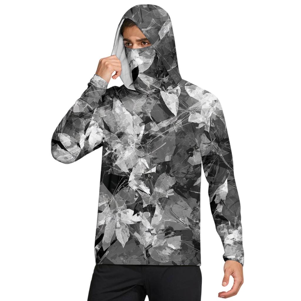 Мужская рубашка с маской Легкая с длинным рукавом Капюшон Для пеших прогулок Рыбалки Для выступлений