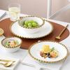 Light Luxury Golden Pearl Ceramic Plate Nordic Western Dinner Plates and Bowls Spaghetti Dishes Dessert Salad Dish Tableware