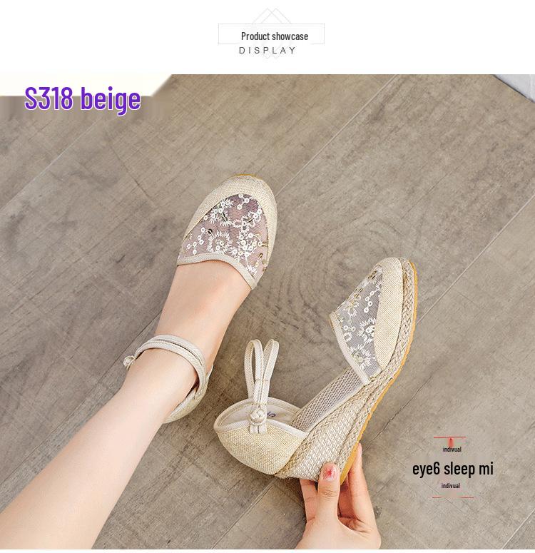 Универсальные женские летние босоножки на танкетке: Туфли на высоком каблуке с ремешком, закрытым носком, дышащей сеткой и шнуровкой с пряжкой.