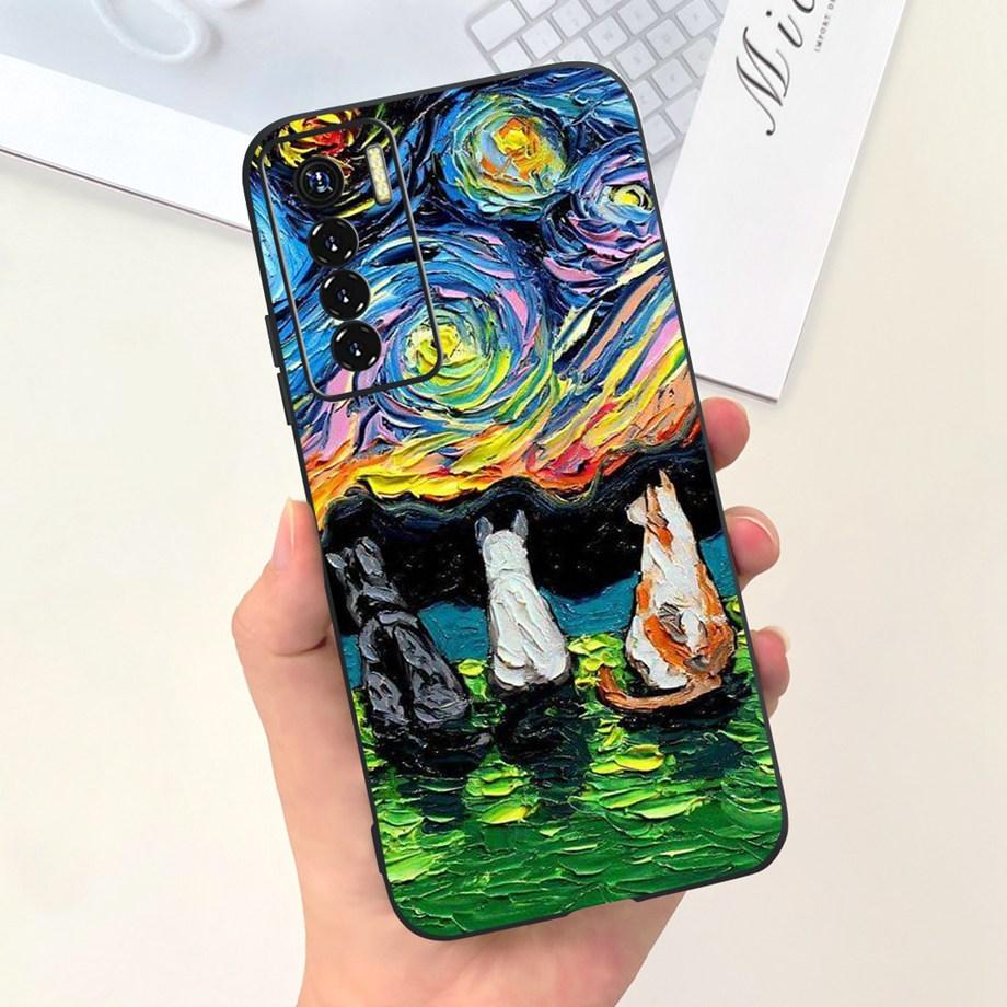 Для Tecno Camon 17 Pro CG6 Чехол Роскошный Мягкий Силикон Funda Черный Кот Астронавт Рисунок Для Tecno Camon 17P Camon17 Чехол Capas