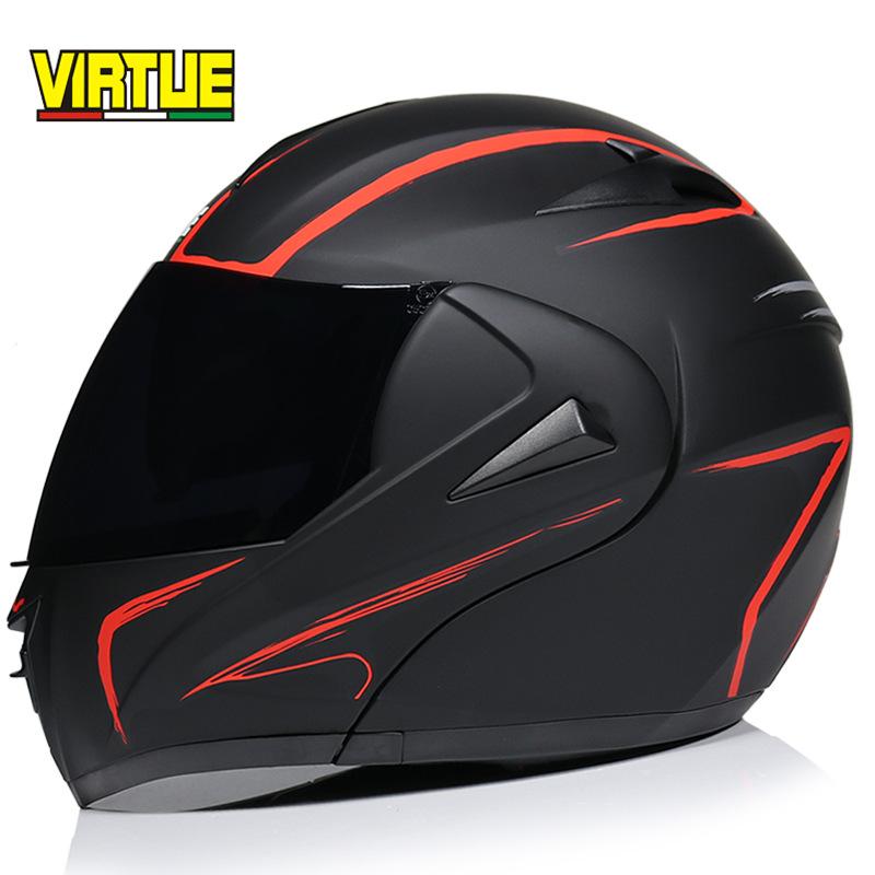VIRTUE Motorsport Electric Non Motorcycle Helmet Men's Half Helmet Double Lens Full Helmet Running Helmet Carbon Fiber Pattern Road