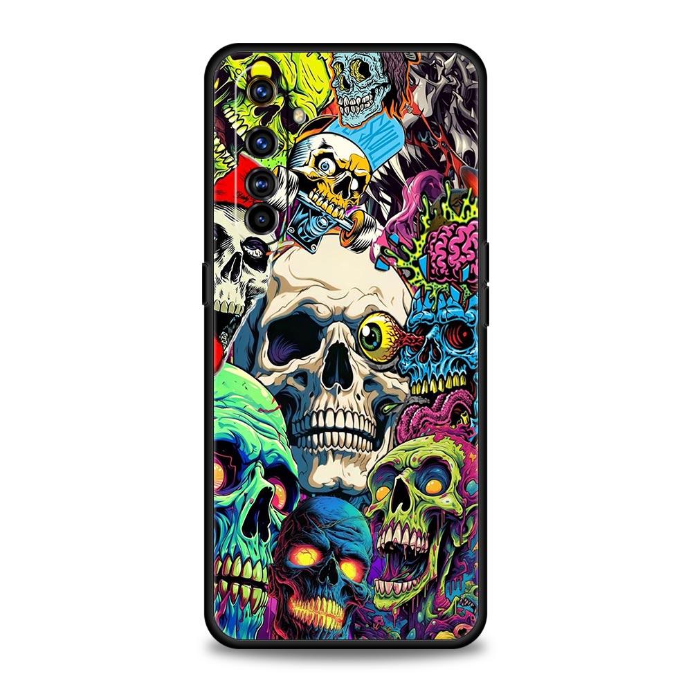 Skeleton Skull Case For Realme C67 C63 C55 C53 C35 C25 C21 GT 2 3 5 6 10 11 12 13 Pro Plus 5G Soft TPU Phone Cover Fundas Capas