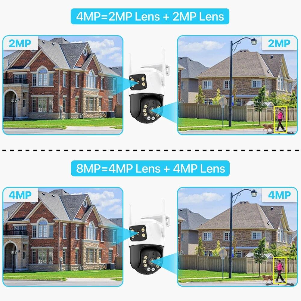 Новая уличная PTZ-камера европейского стандарта с 4K 8MP HD Wi-Fi IP-камерой с двойным экраном, автоматическим отслеживанием, беспроводной защитой, системой видеонаблюдения iCSee