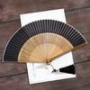 Bamboo Folding Fan with Tassels Hollow Ribs Portable Summer Hand Held Fan Decoration Dance