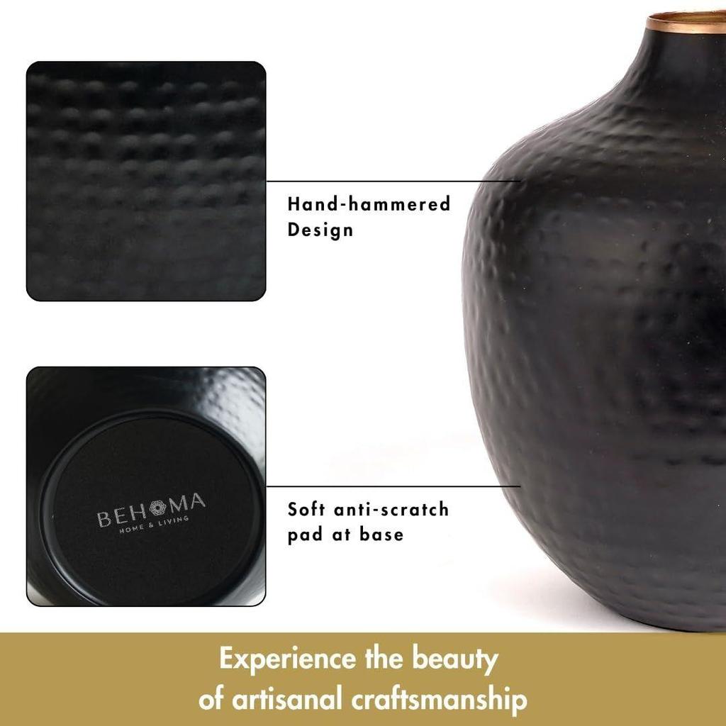 Metal Hammered Bud Round Shape Vase for Home Decor Decoratives for Indoor Outdoor Living Room Balcony