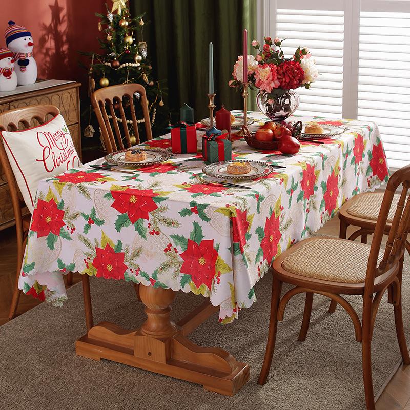 Christmas Rectangle Table Cloth,Washable Water Resistance Holiday Decorative Table Cover for Banquet Party Kitchen Dining Room