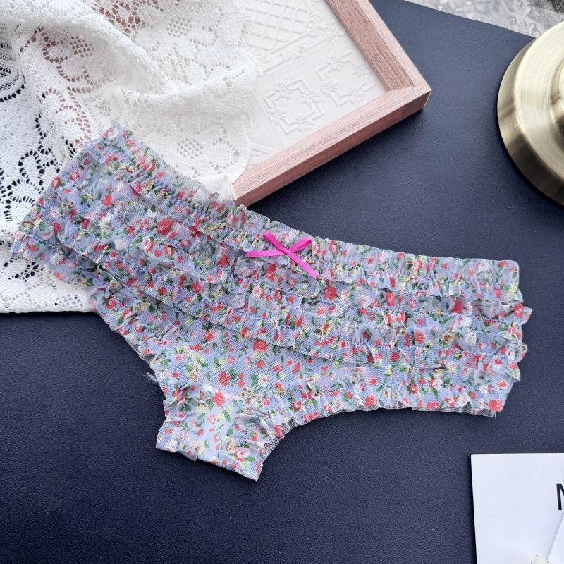 Женские весенне-летние милые сетчатые трусики с оборками, низкой посадки, сексуальные