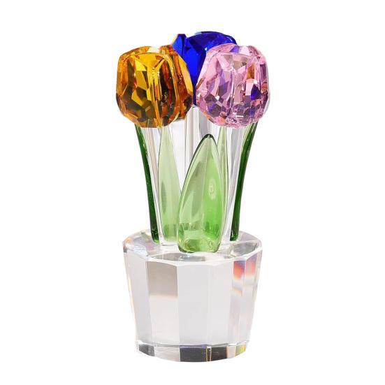 Коллекционная фигурка тюльпана из искусственного хрусталя, прозрачный тюльпан, стеклянный букет цветов, подарки на День святого Валентина, день рождения, женщине, девушке, жене