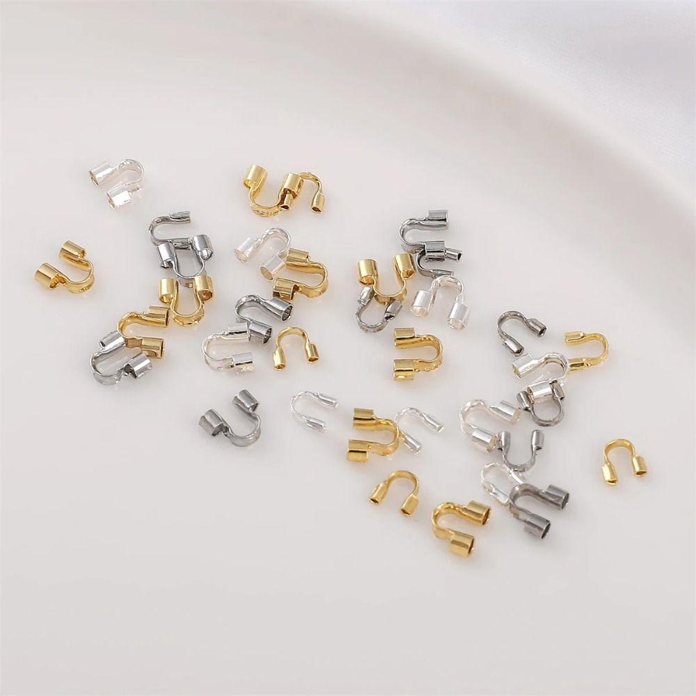 100Pcs 14/18K Gold Plating Wire Guards for Jewelry Making U Shape Connector for Jewelry Jewelry