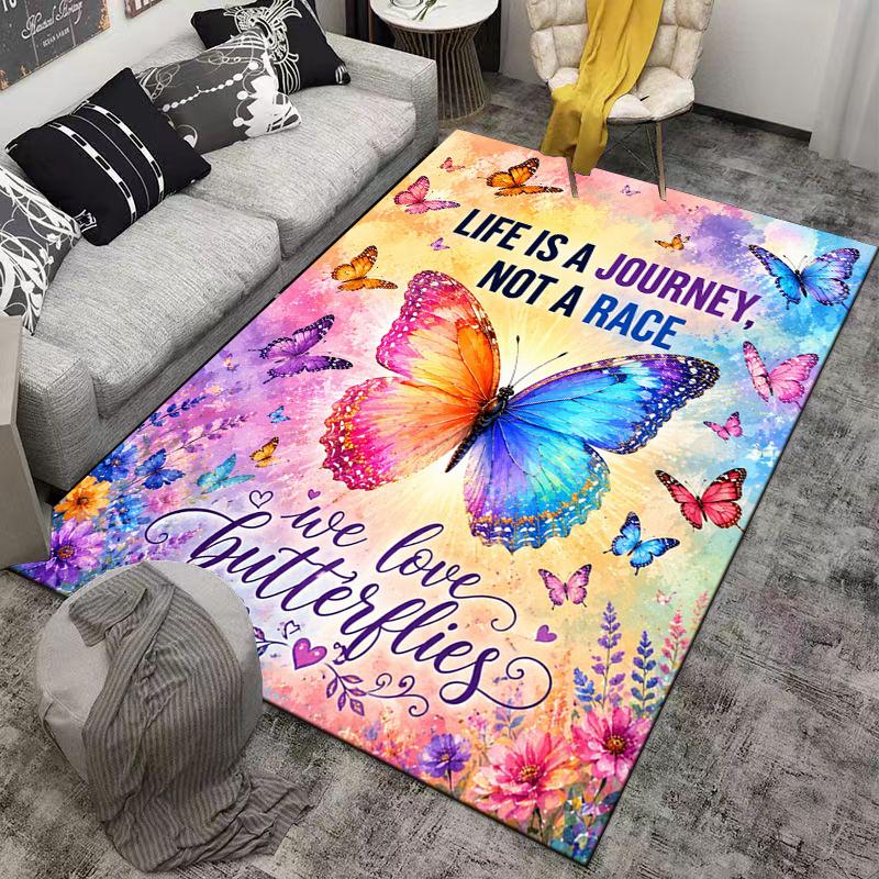 Colorful Butterfly carpet Non-slip rug suitable for living room and bedroom sofas