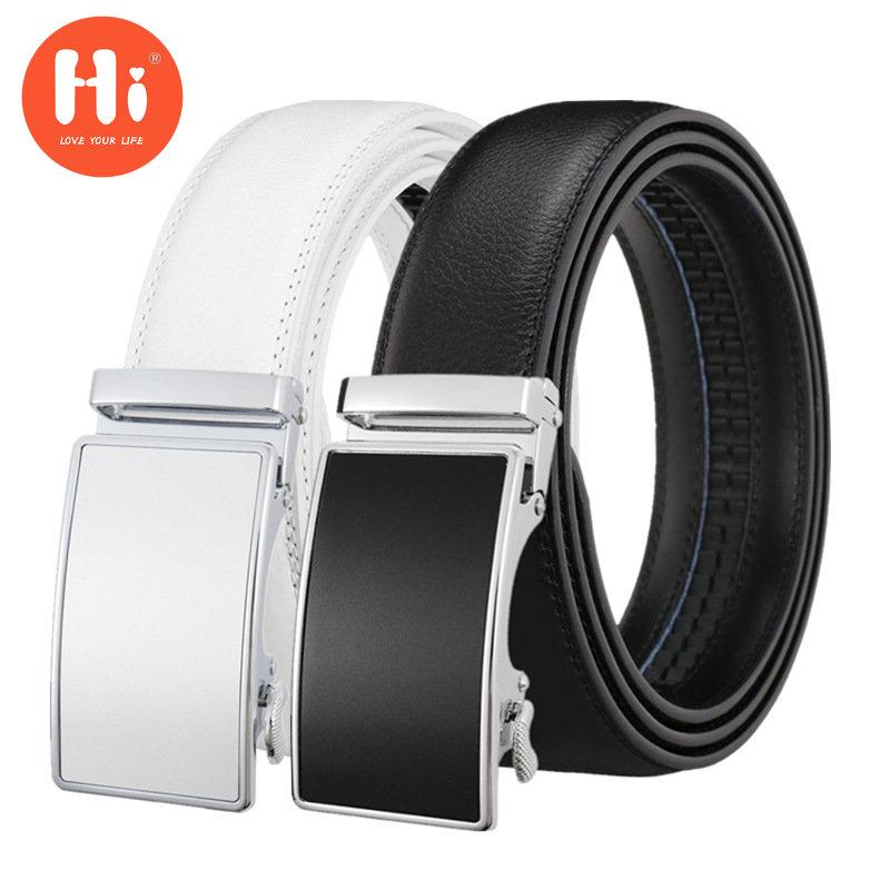 Hi Men's Leather Belt Luxury Designer Belts Men High Quality Male Metal Buckle Belt