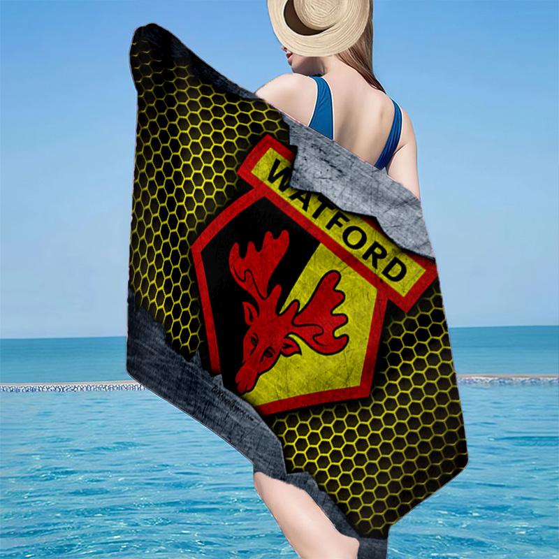 1PC Watford Crest Design Beach Towel - Soft, Absorbent Microfiber, Lightweight, Ideal for The Beach, Parties, Travel, Camping fan gifts