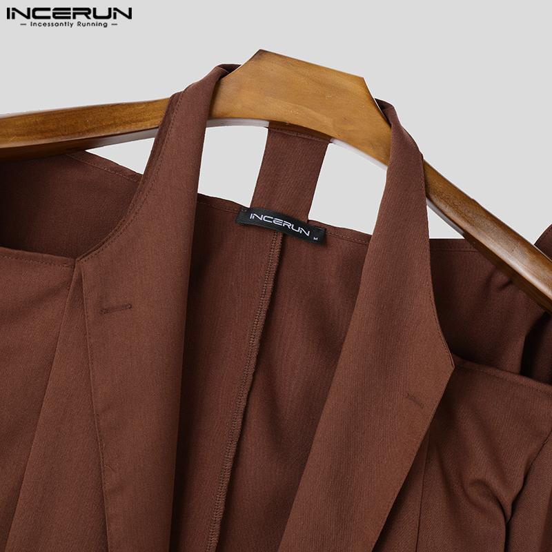 INCERUN Мужские весенние пальто с открытыми плечами и длинным рукавом, блейзер