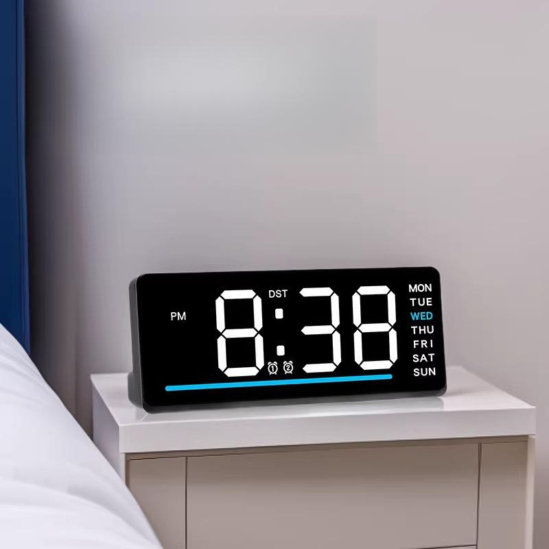 Digital Alarm Clock 6676, Minimalist Multifunctional LED Electronic Clock, Silent Bedside Desk Clock for Kids Bedroom