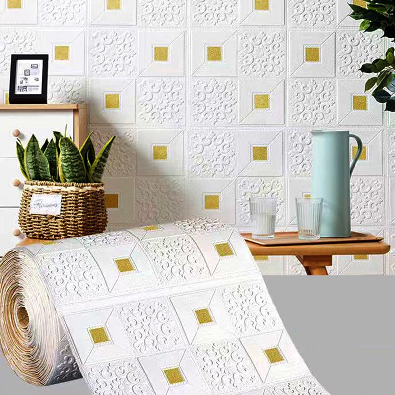 Home Decorations Classic Self-adhesive Wallpaper Brick Pattern Foam Waterproof Wall Stickers 3D 1pcs 70cmX1m DIY
