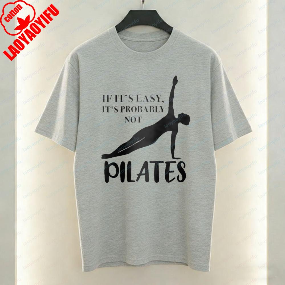 Pilates Women TShirt Simple Side Plank Exercise Graphic Tops Unisex Fitness Casual Cotton Tee Gym Breathable Clothes Ropa Mujer