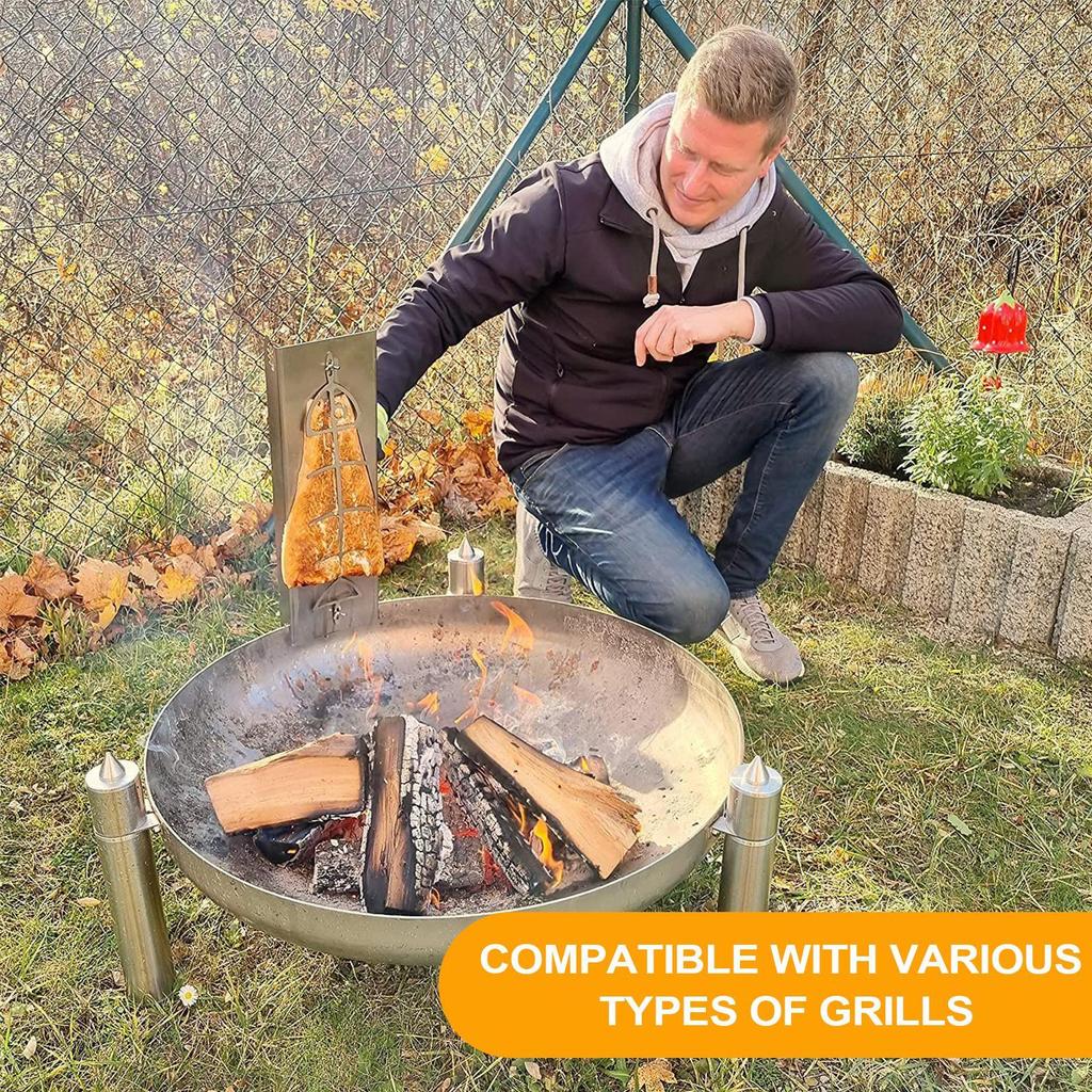 Набор досок для лосося фламбе из нержавеющей стали, устойчивый к ржавчине, держатель для лосося фламбе, вращающийся на 180 градусов, регулируемый кронштейн для костров и грилей