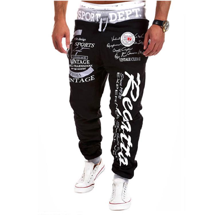 Мужские повседневные спортивные брюки с буквенным принтом, свободные брюки с эластичной резинкой на талии
