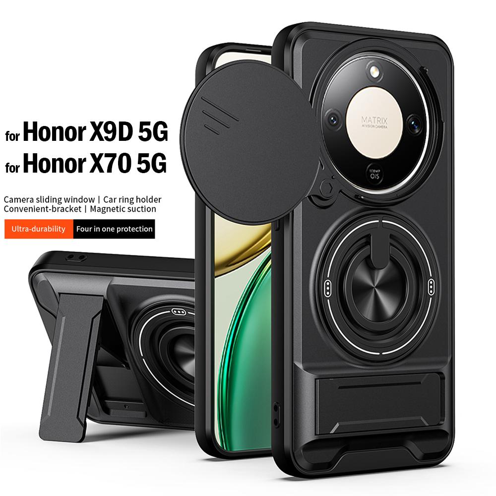 Чехол Funda для Honor X9D 5G, чехол для Honor X70 с поворотным механизмом, защитой камеры, кольцом-подставкой и противоударной защитой.