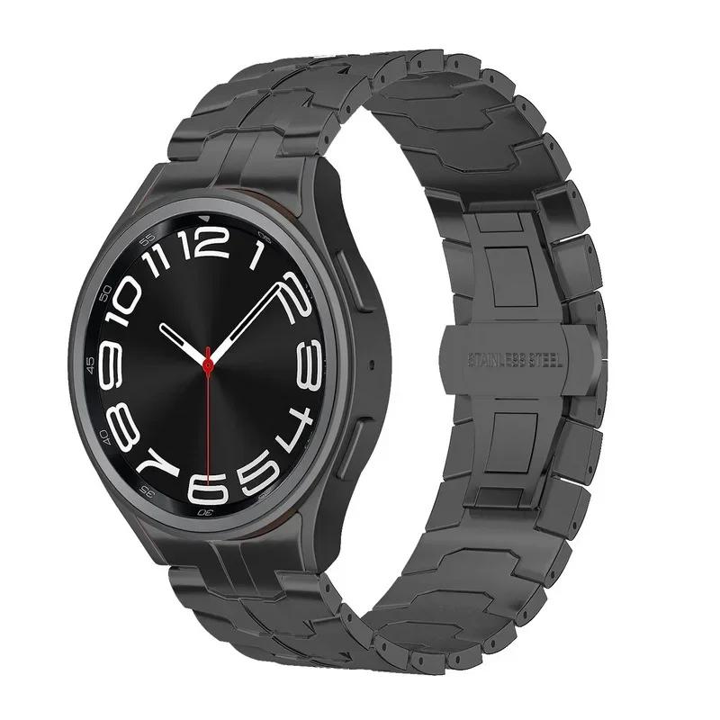 Ремешок титанового цвета для Samsung Galaxy Watch 6 Classic 47 мм 43 мм/5 Pro 45 мм Металлический браслет для Galaxy Watch 7 6 5 4 44 мм 40 мм
