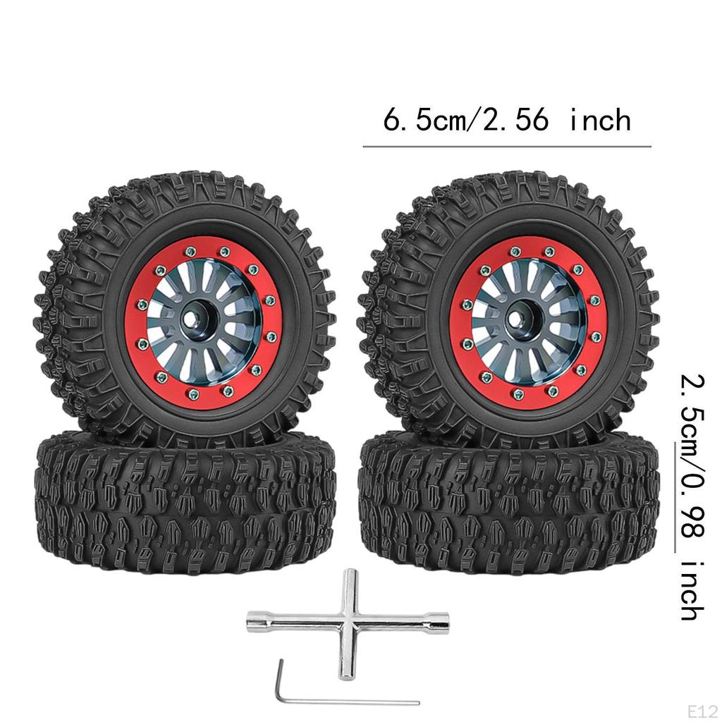4 Pieces RC Car Wheels and Tires Crawler Sturdy Replace with Wheel Rim for