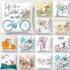 Living Room Bedroom Decorative Pillowcase Floral Bicycle Printed  Home Decor Cushion Cover