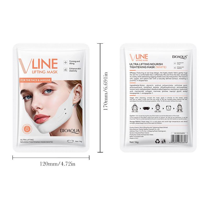 10Pcs V Line Lifting Mask Niacinamide Hyaluronic Acid Jawline Firming Hydrating Facial Mask