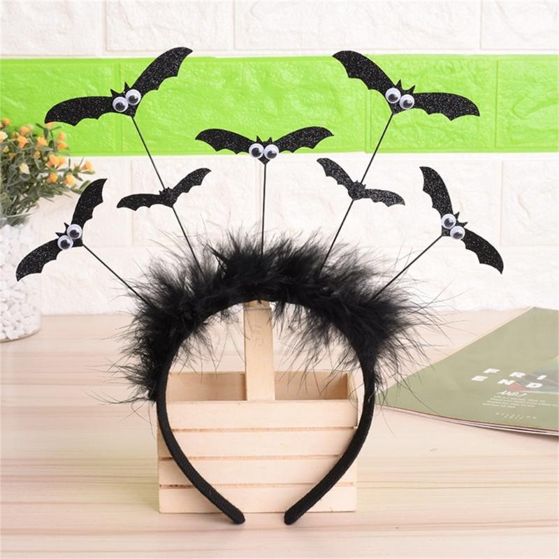 Gothics Sequins Bat Hairband for Adult Kids Cosplay Party Costume Day of the Death Bat Headpiece Halloween Accessories