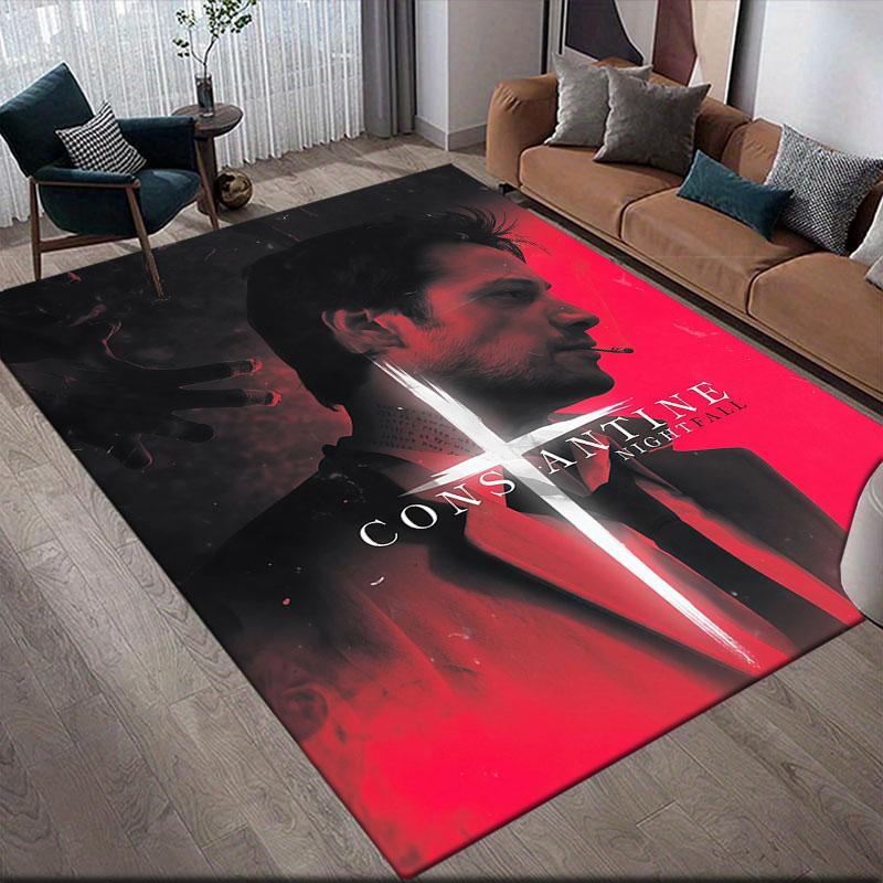 Constantine Flannel Printed Carpet, Home Sofa Decoration for Living Room & Bedroom, Non‑Slip Play Flannel Floor Mat for Game Room