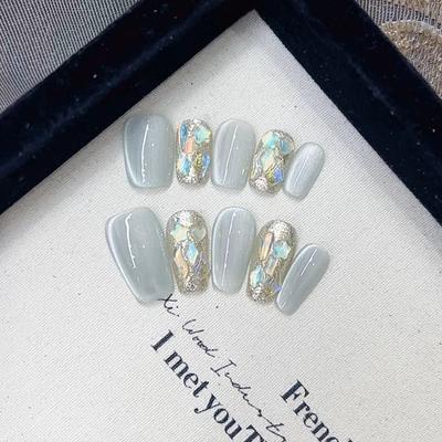 Чисто ручная работа Фототерапия Wear Nail Таблетки Green Milk Lift Green Wear Nail Готовый продукт Многоразовые патчи для ногтей