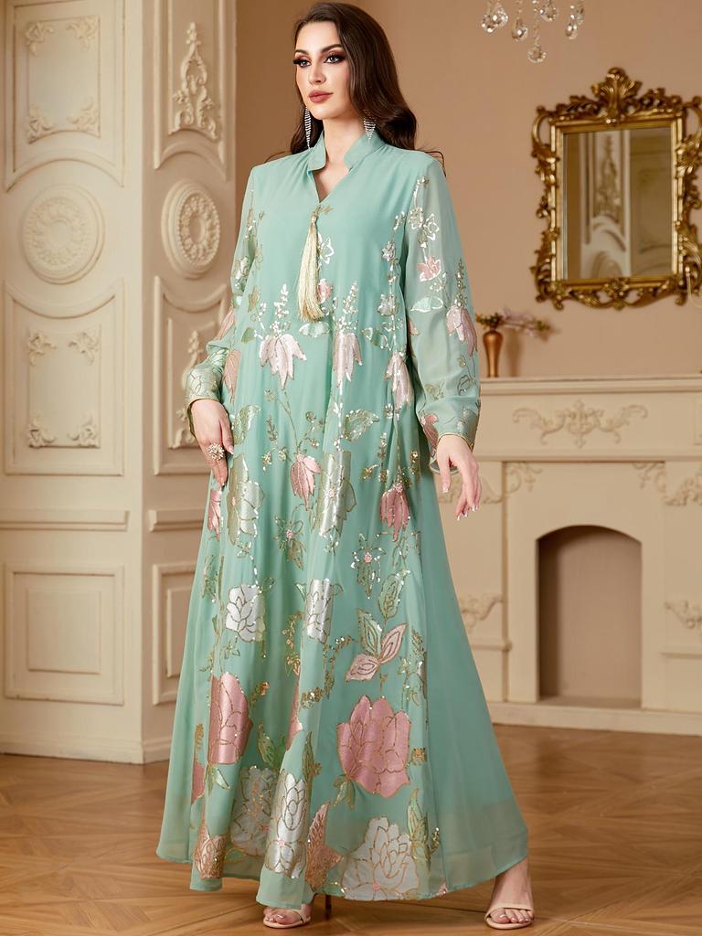 Middle East Sequin Embroidered Women's Tassel Robe - Dubai Fashion