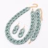 Acrylic Chunky Chain Necklace for Women Bohemain Chains Choker Earrings Bracelet Jewelry Set
