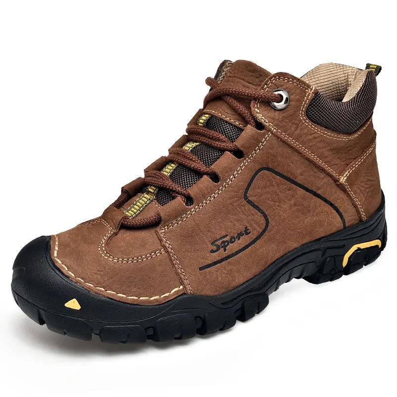 Men's Hiking Shoes Leather Outdoor Shoes Wear-resistant Men Trekking Walking Hunting Tactical Sneakers