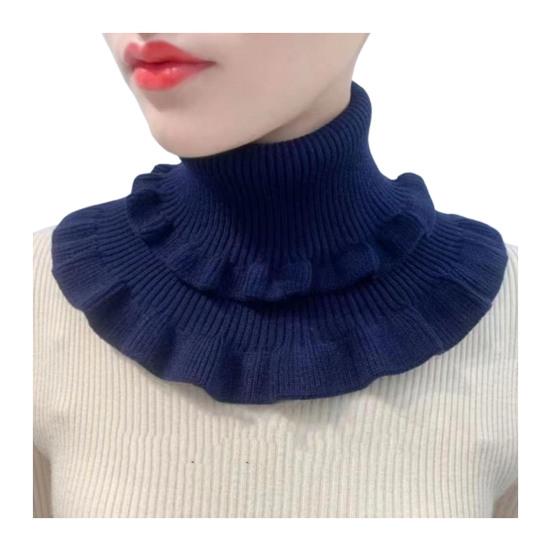 Women Fake Collar Double-Layered Ruffle Trim Autumn Winter False Collar Solid Color Detachable Collar Shirt Accessory