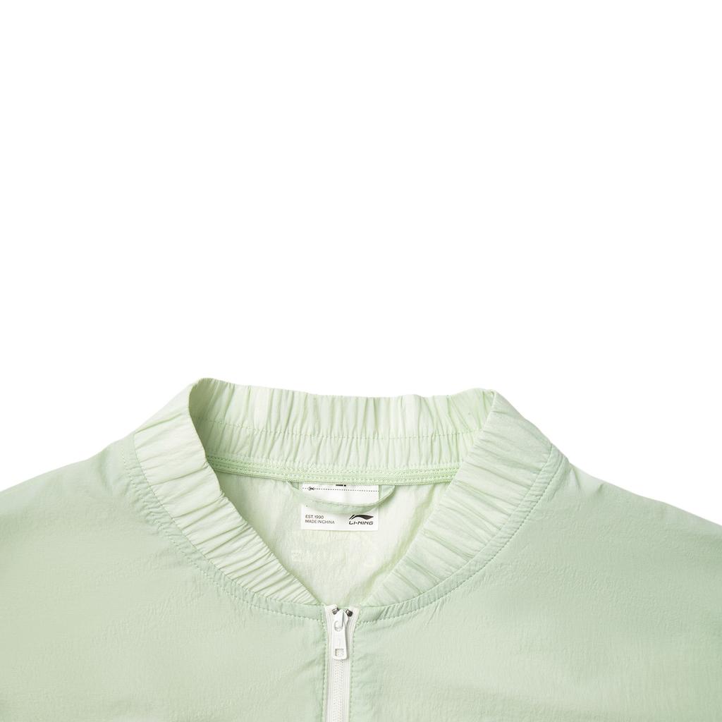 Li Ning Серия Спортивный Стиль Однотонный Принт Буква Воротник-бомбер Свободный Ледяной Шелк Прохладный Удобный Повседневный Защита от Солнца Женские топы AFDV942-2