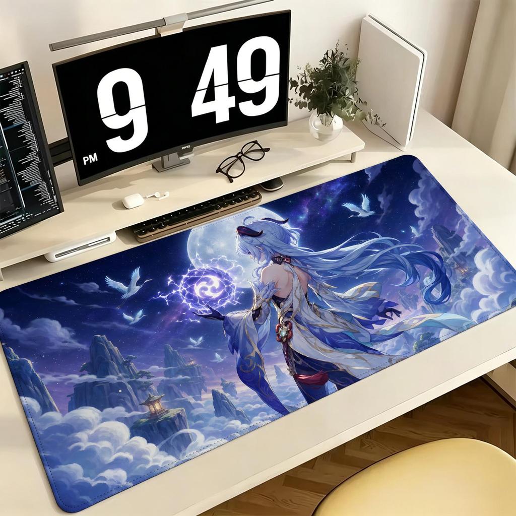Genshin Impact Ganyu Pro ESports Xxl Gaming Mousepad Extra Large NonSlip Stitched Edge Keyboard Laptop Desk Mat For Pc Gamer
