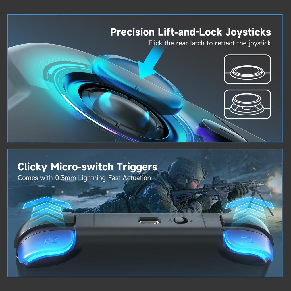 AceGamer Карманный игровой контроллер Портативный Hall-джойстики Bluetooth-геймпад 1000 Гц для Switch/Switch2/Android/iOS/PC/Steamdeck