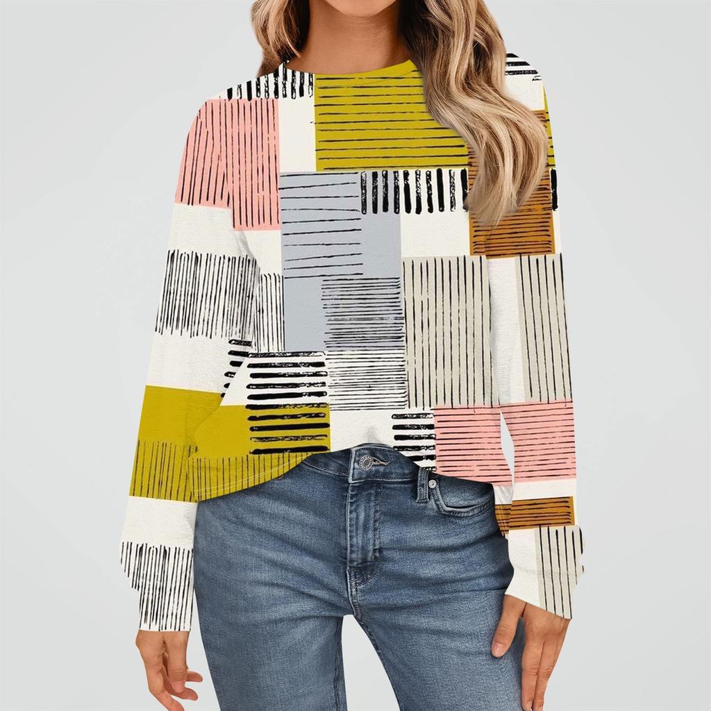 Women's Fashion Long Sleeve Shirts Loose Fitted Crewneck Basic Tops Casual Outfits