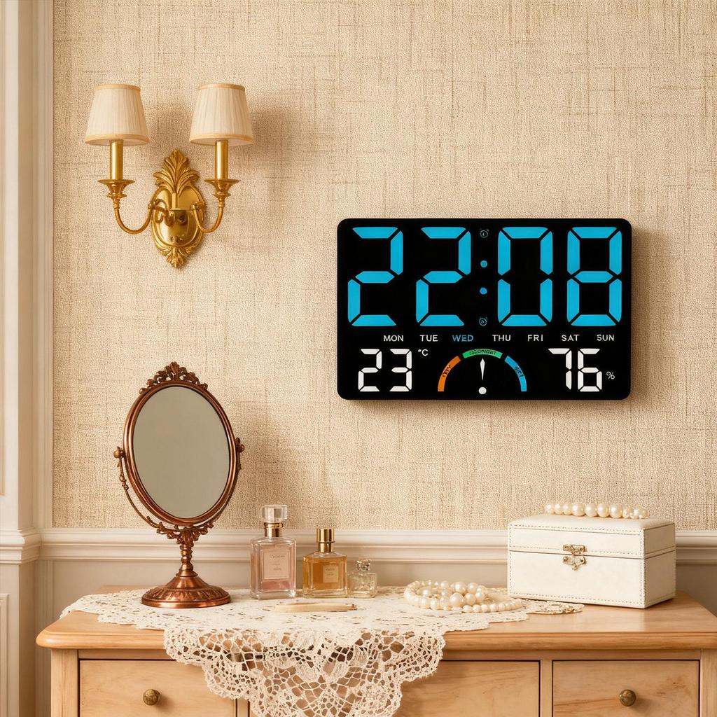 LED Wall Clock Large LED Display Electronic Clock for Adults Home Indoor