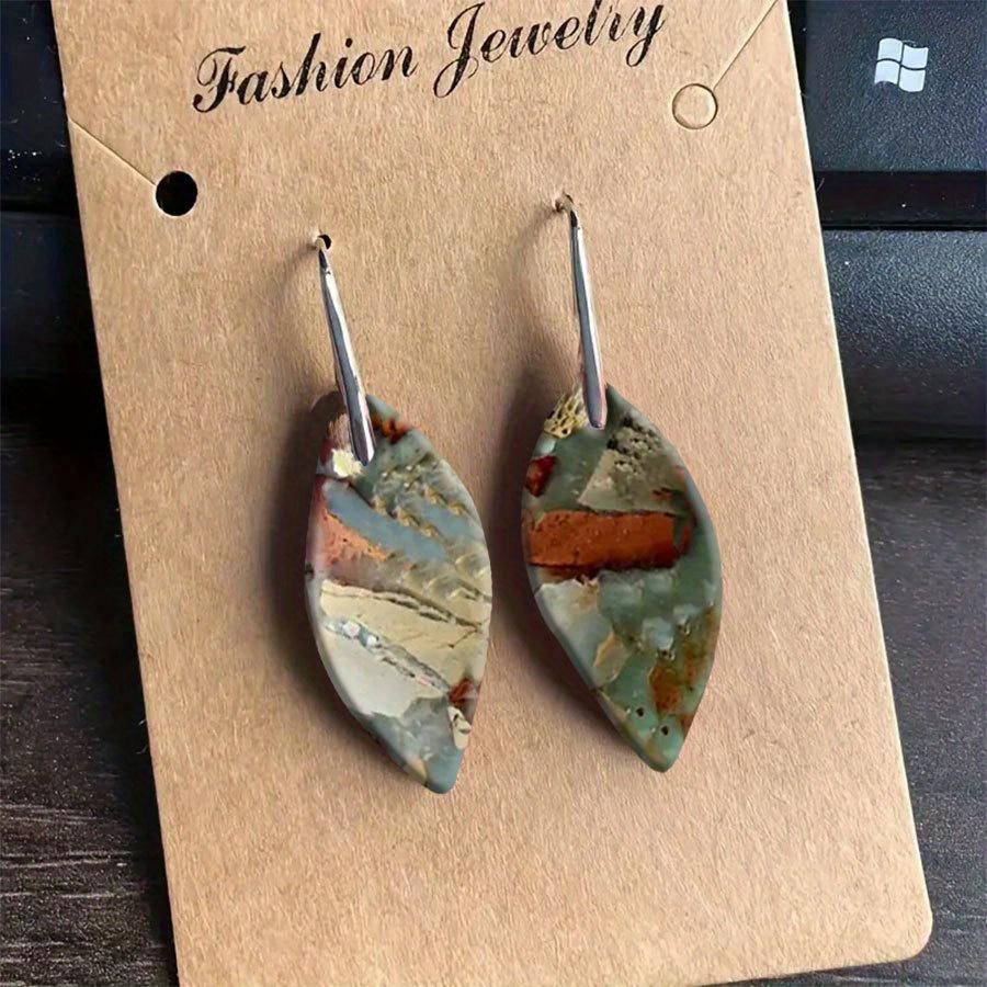 Новые богемные серьги-подвески с императорским камнем и листьями, популярные в Европе и Америке ювелирные изделия