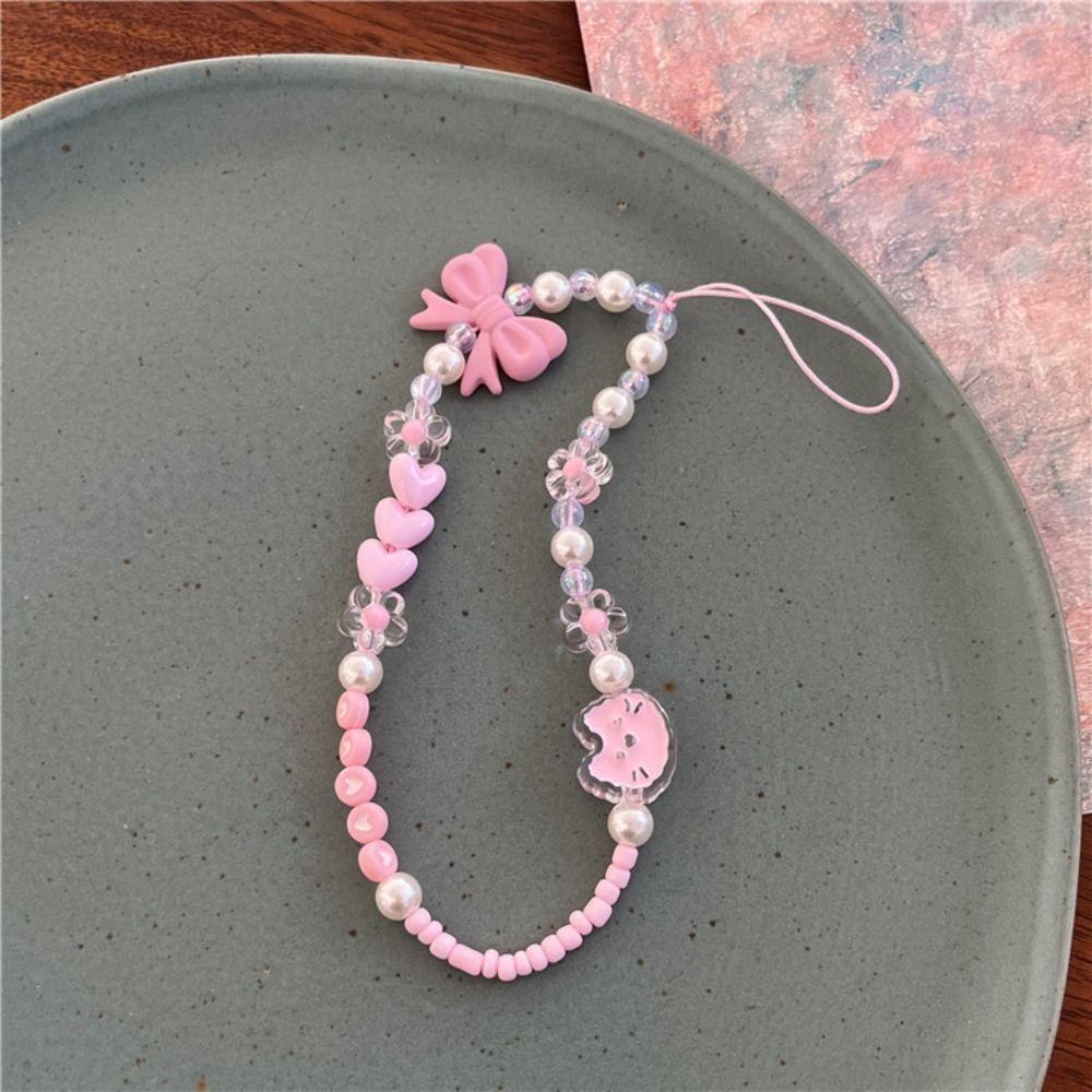 Cartoon Butterfly Bow Phone Chain Candy Colored Phone Wrist Strap Bag Pendant Phone Accessories