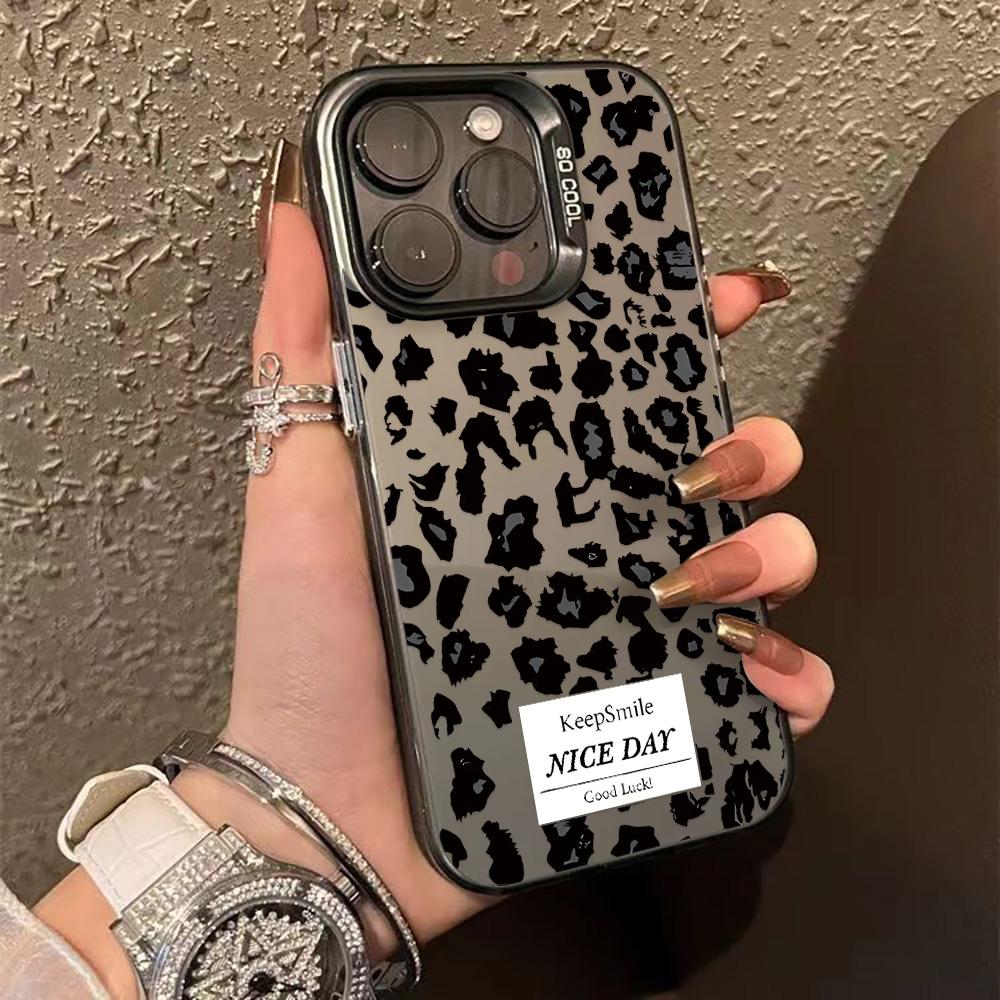 Чехол для телефона с леопардовым принтом для iPhone 16 13 15 14 11 12 17 Pro Max 16 Pro Max Ударопрочный Бампер Броня IMD Чехол Funda Coque Shell