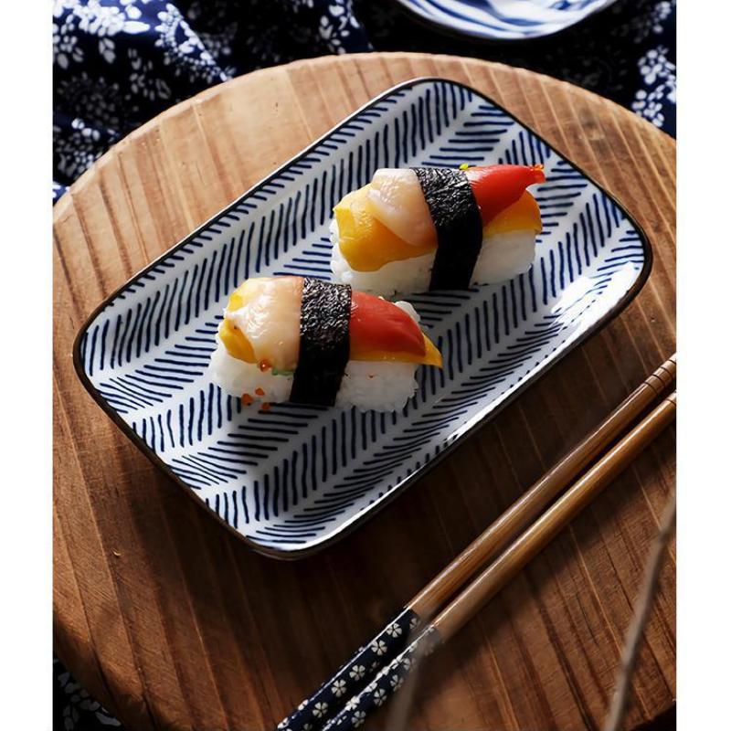 Наборы столовой посуды из сине-белого фарфора в японском стиле на одну персону для ужина включают миски, тарелку, палочки для еды, набор блюд, керамический подарочный набор из 6 предметов