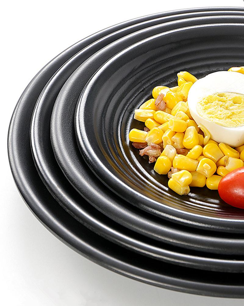 Черная меламиновая тарелка Western, поднос для сервировки, тарелка для барбекю, ресторан, имитация фарфора, столовая посуда, круглое блюдо