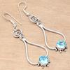 Swiss Blue Quartz Gemstone Gift For Her Silver Jewelry Earrings 1.5''