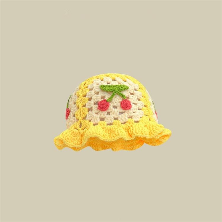 New Crochet Korean Handmade Bucket Hat Women Weaving Knitted Hat Y2k Fashion Flowers Autumn Winter Beanies Basin Cap