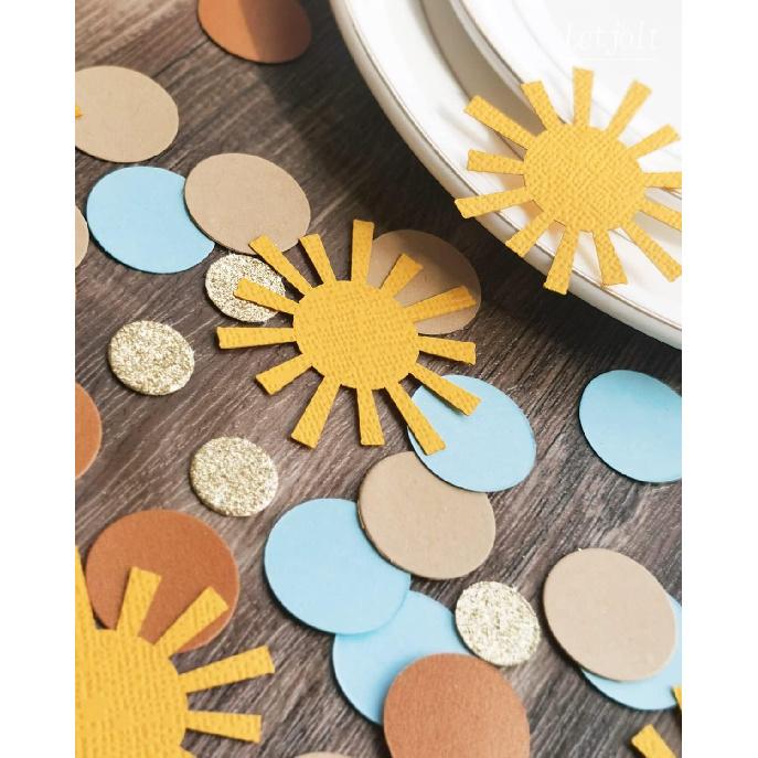 Sun Confetti Here Comes The Son Decor Baby Shower Boys Glitter Table Decoration First Trip Around the Sun Theme Party Golden Brown Blue 1st Birthday